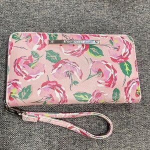 Betsey Johnson Pink Floral Wristlet Clutch Wallet